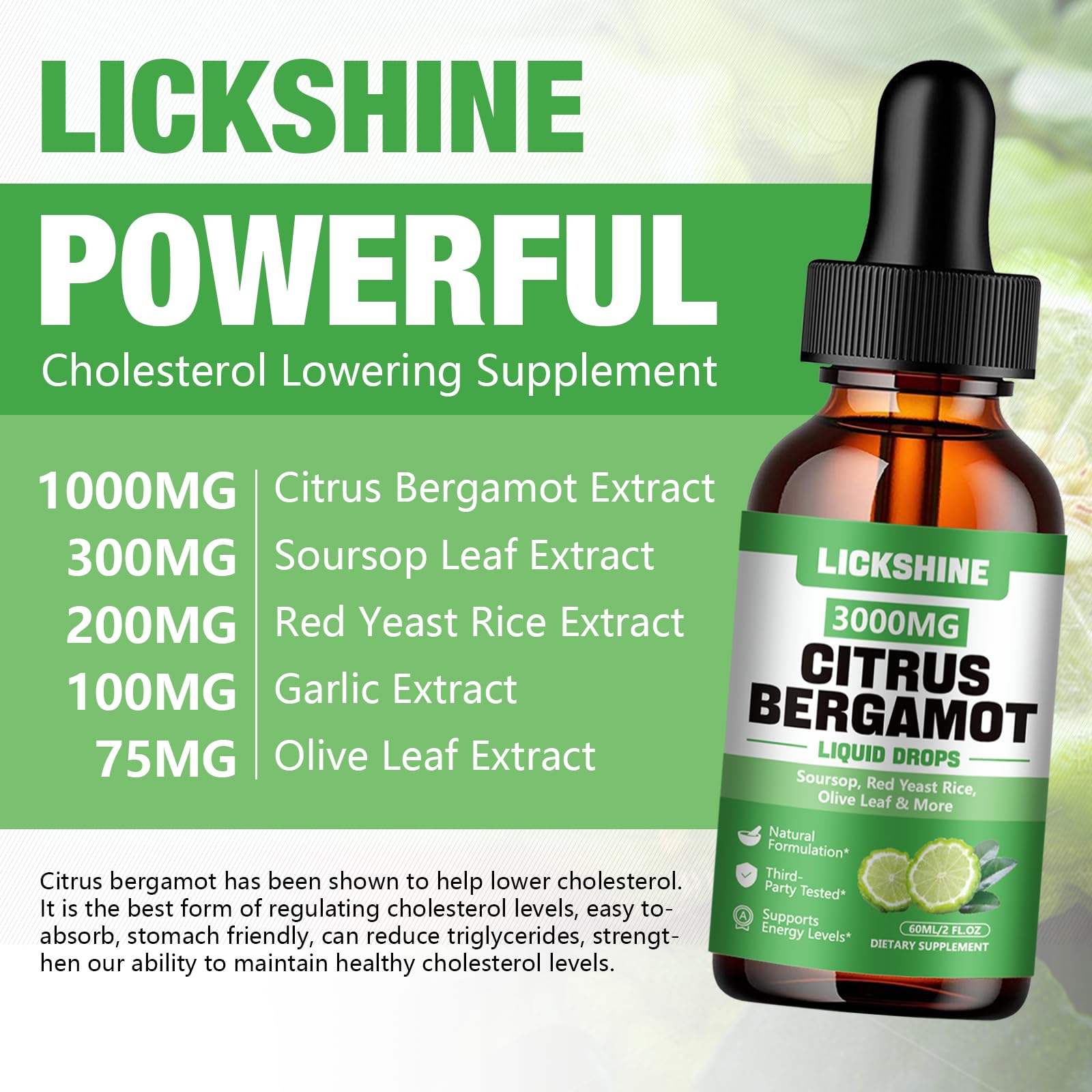 Gouttes Lickshine bergamote absorption rapide, action rapide.