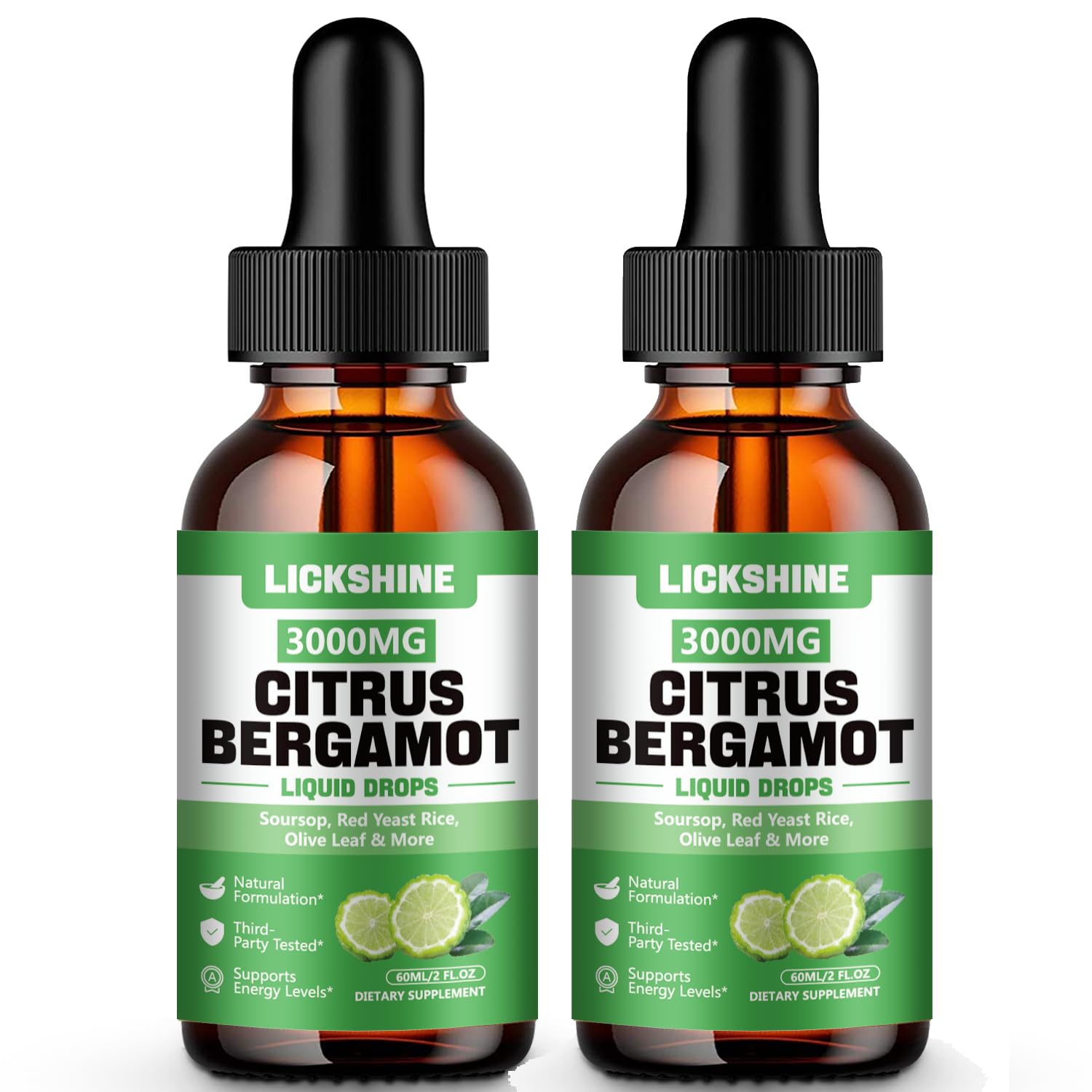 Gouttes Lickshine bergamote en bouteille, utilisation quotidienne facile.