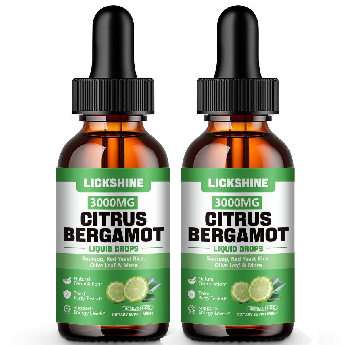 Gouttes Lickshine bergamote en bouteille, utilisation quotidienne facile.