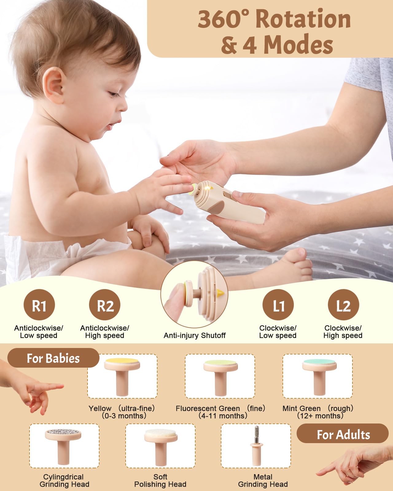 Lictin ongles bébé électrique avec lumière auto pour coupe précise