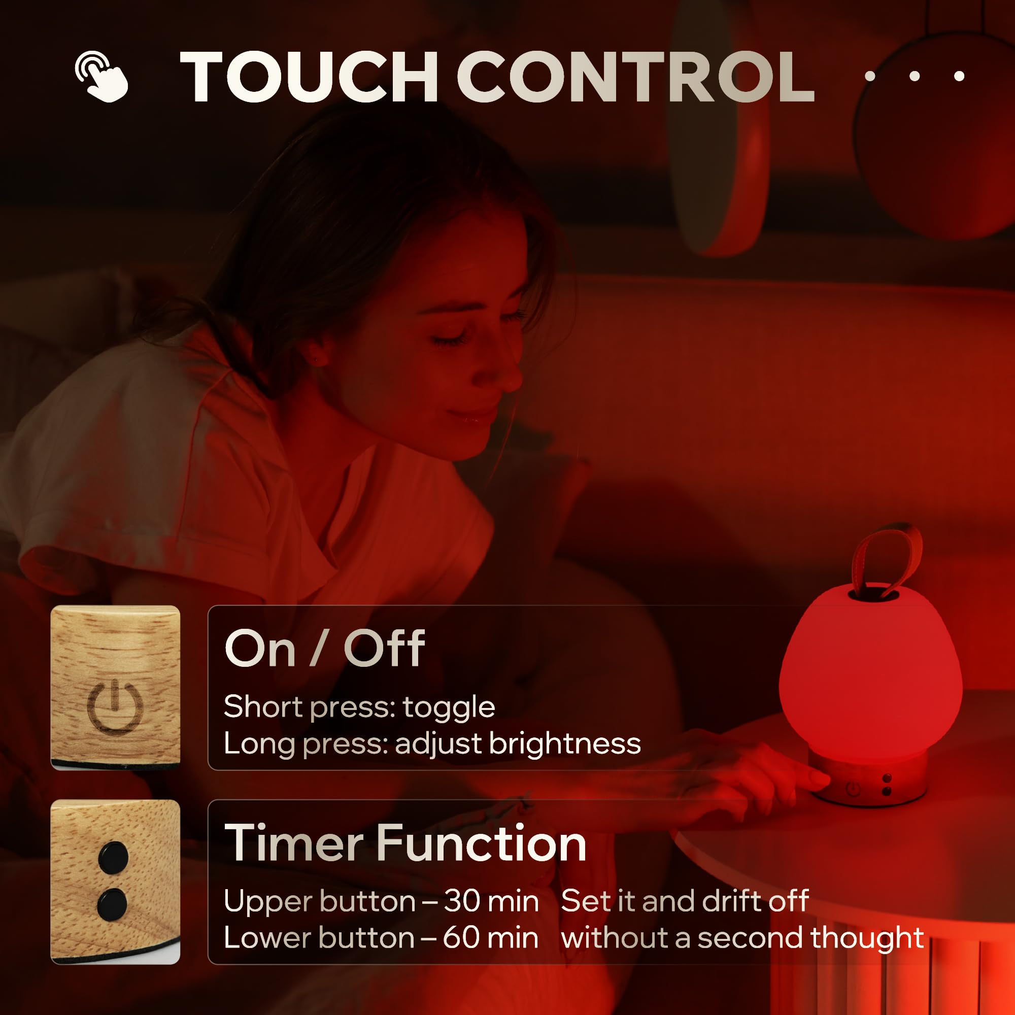 Liderstar lampe rouge 660 nm rechargeable via USB-C, idéale en déplacement.