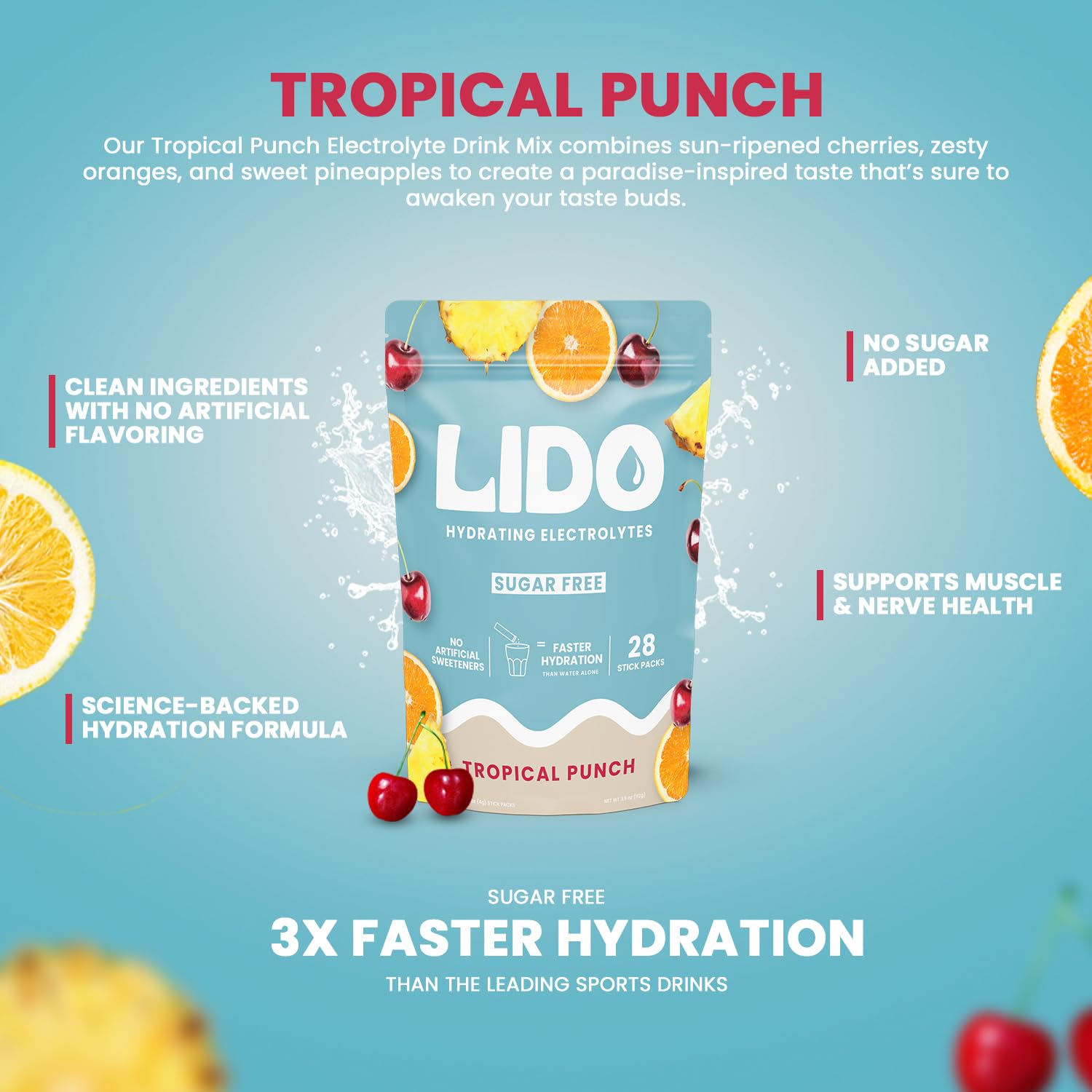 LIDO Hydratation rapide sans sucre: sachet pratique à emporter pendant vos séances.
