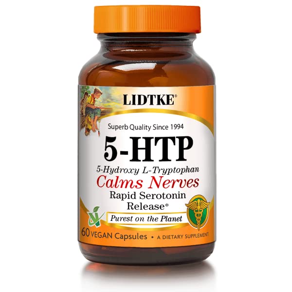 Lidtke 5-HTP: bouteille de 120 gélules, soutien potentiel de l'humeur et du bien-être.