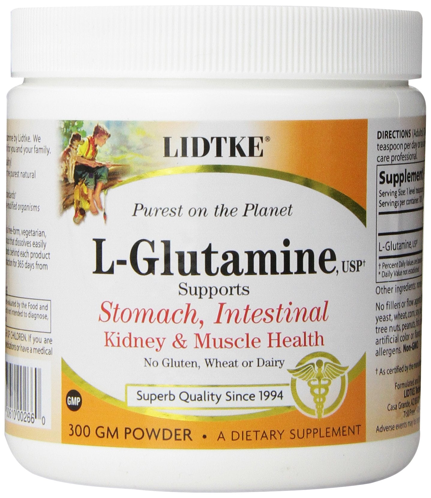 Lidtke Glutamine en poudre 300 g — bouteille prête à l’utilisation