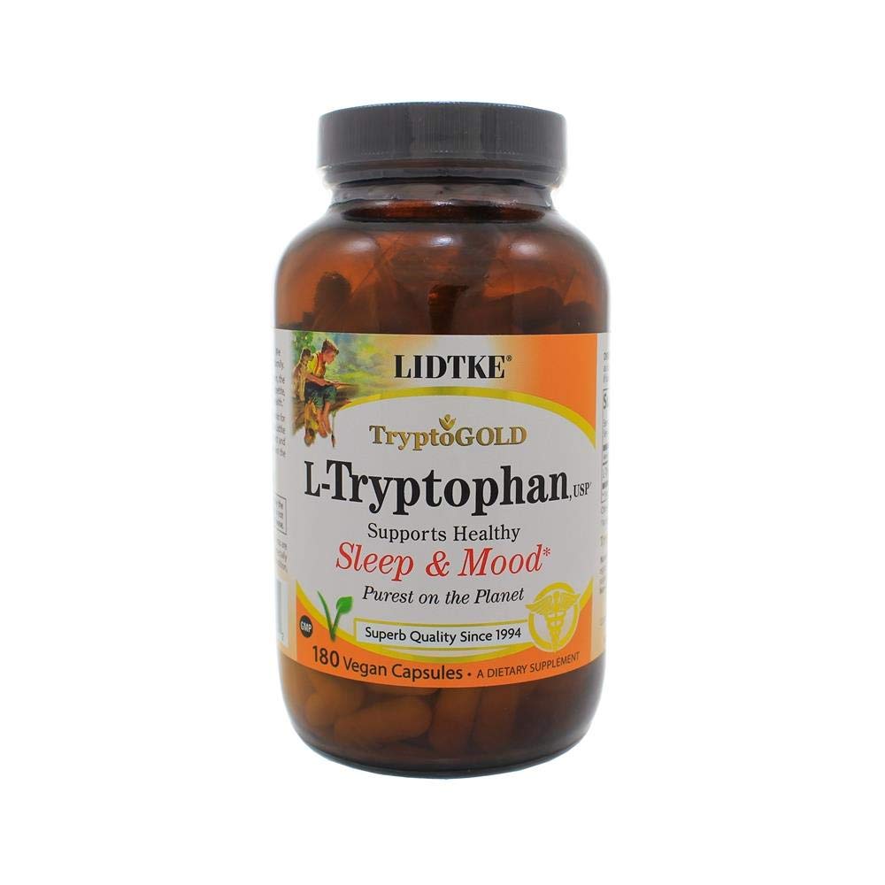 Lidtke L-tryptophane, bouteille 500 mg, peut soutenir un sommeil sain et une humeur équilibrée.