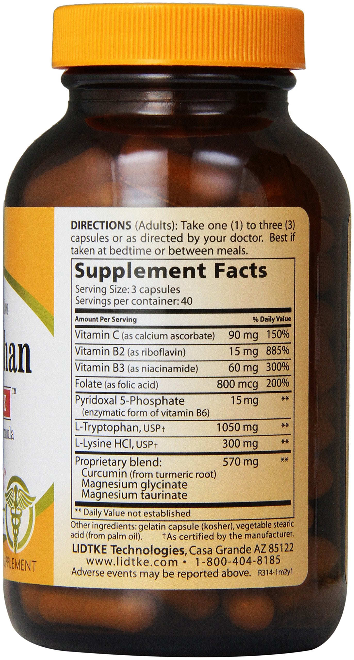 Lidtke L-Tryptophane Complete - Etiquette, présentation naturelle favorisant la relaxation.