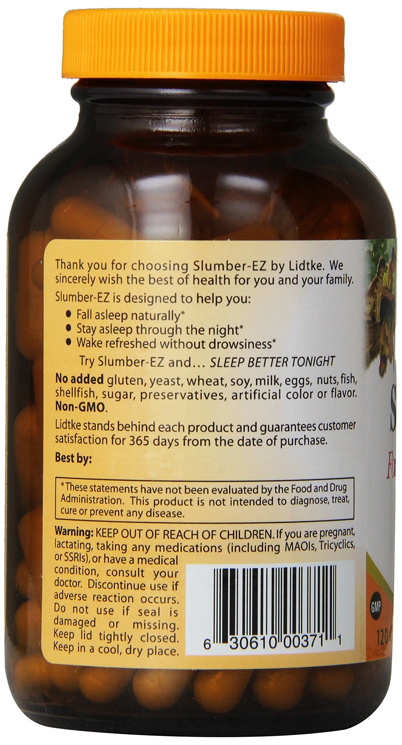Gélules Slumber-EZ au-dessus d'un emballage clair et pratique pour des nuits calmes.