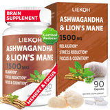 Liekoh Ashwagandha et Lions Mane - bouteille visible et concentration potentielle.