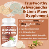 Bouteille Liekoh Ashwagandha Lions Mane ouverte - prise quotidienne facilitée.