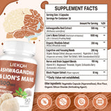 Capsules Liekoh Ashwagandha Lions Mane - dosage quotidien pratique pour la routine.
