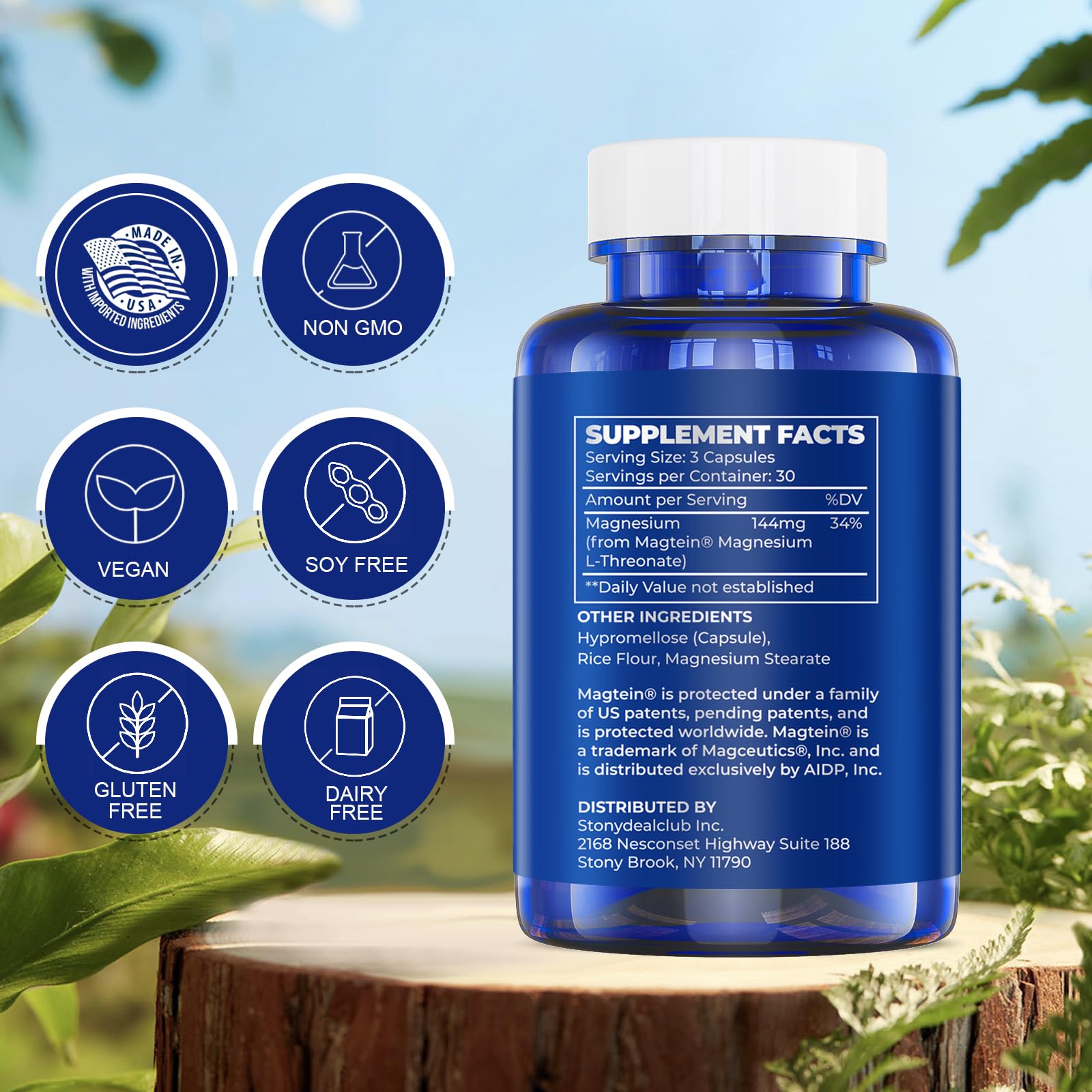 Étiquette LIFE CAPX Magtein sur l'emballage, formulation à absorption élevée.