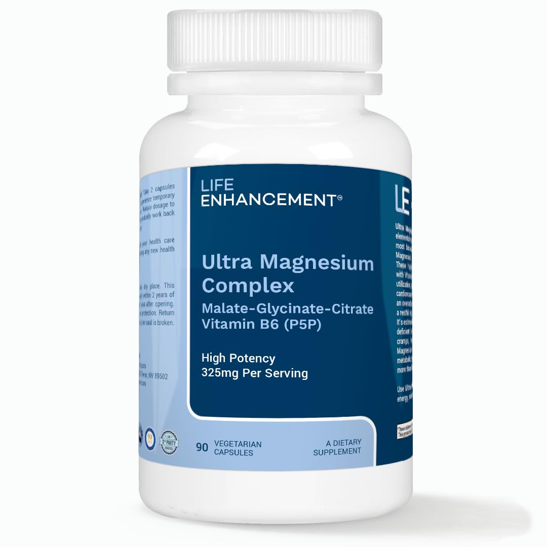 Life Enhancement Ultra Triple Magnesium en bouteille, dosage pratique, peut soutenir votre routine nocturne