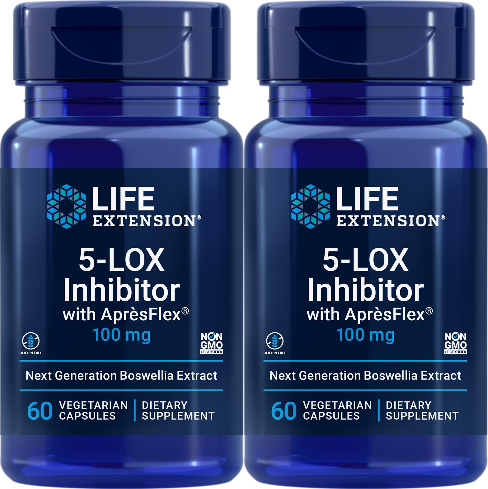 Life Extension 5-LOX Inhibitor avec AprèsFlex – bouteille pratique pour votre routine.