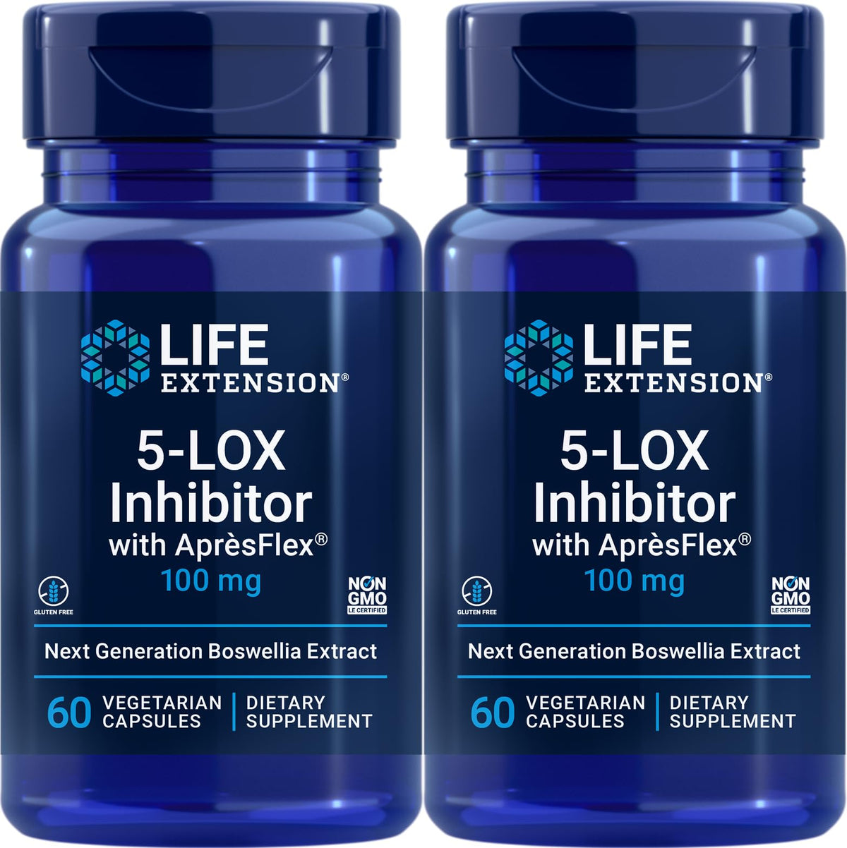 Life Extension 5-LOX Inhibitor avec AprèsFlex – bouteille pratique pour votre routine.