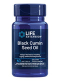 Life Extension Black Cumin Seed Oil - bouteille softgels, soutien immunitaire potentiel et bien-être.