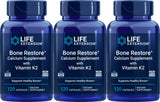 Life Extension Bone Restore, bouteille calcium et K2, soutien potentiel à la santé osseuse.