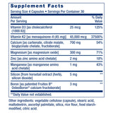 Life Extension Bone Restore Elite – étiquette produit détaillant K2 et calcium.