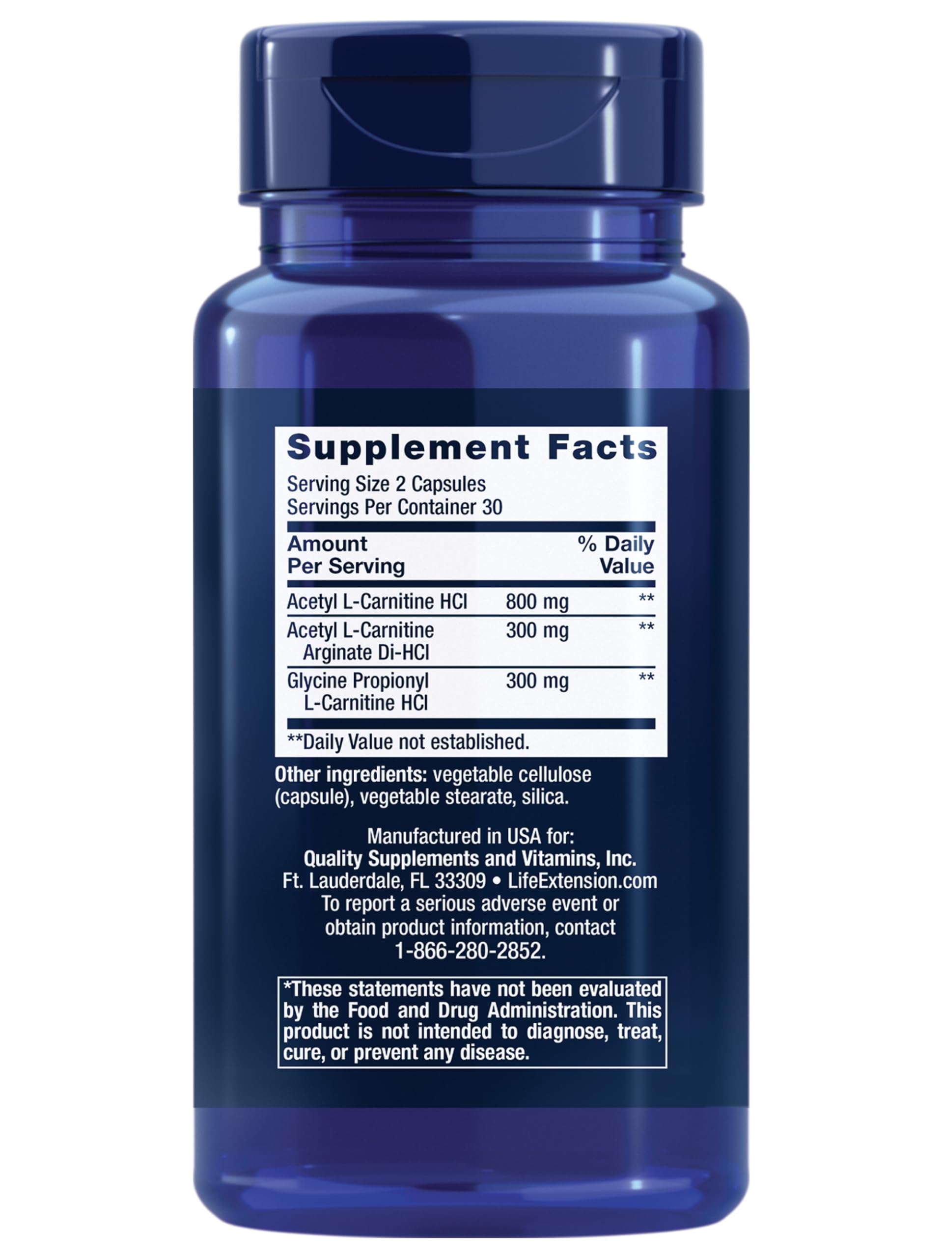 Life Extension Carnitine Optimisee: capsules montrant les trois formes pour performance sportive