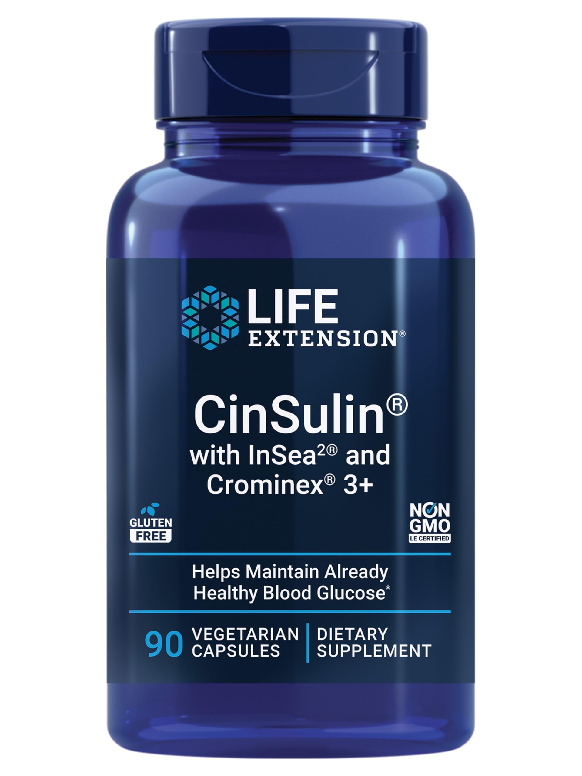 Life Extension CinSulin bouteille visible, capsules faciles à intégrer dans la routine.