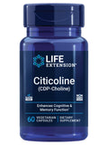 Life Extension Citicoline – bouteille de capsules, peut favoriser concentration et mémoire.
