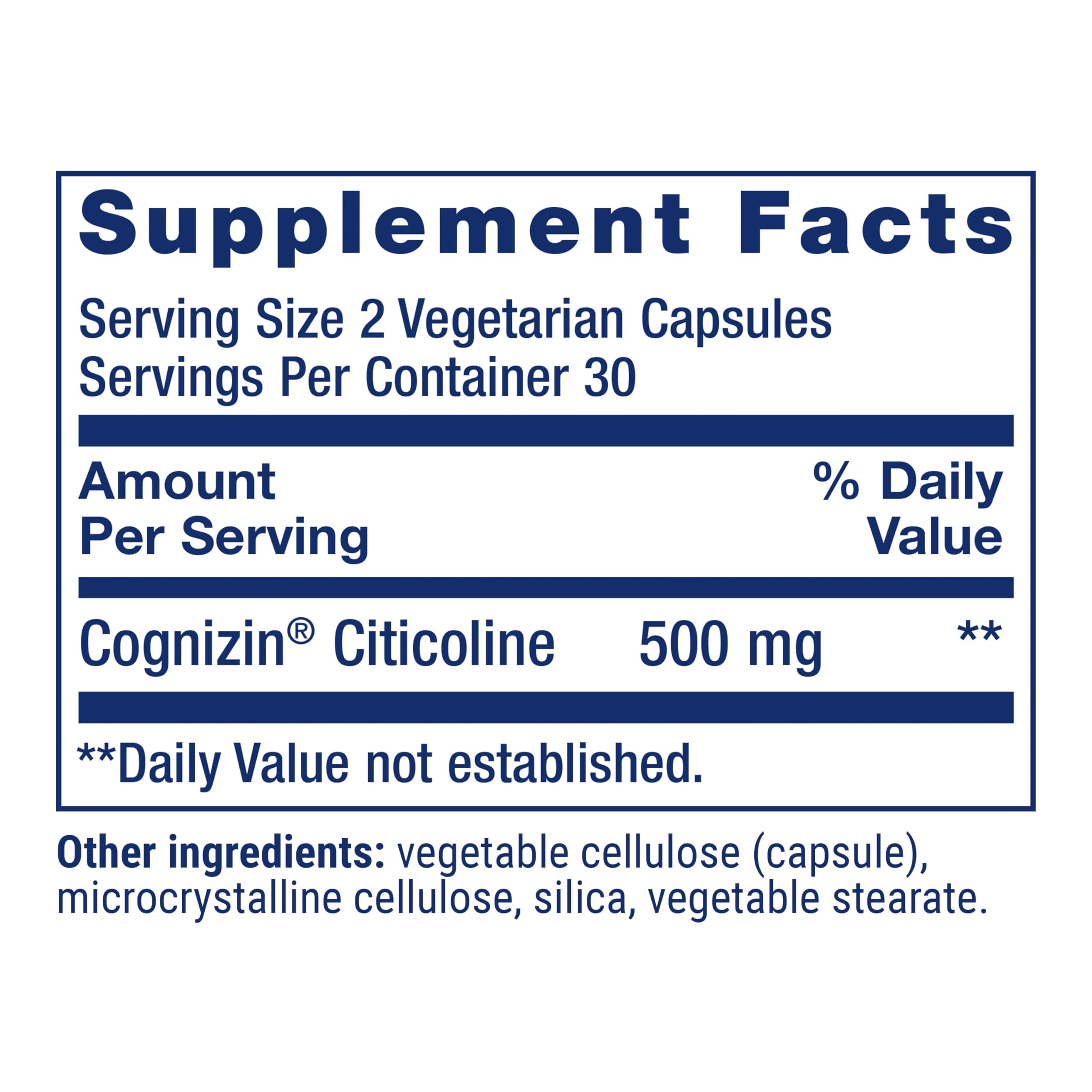 Life Extension Citicoline – capsules végétariennes, adaptées à un régime sans gluten.