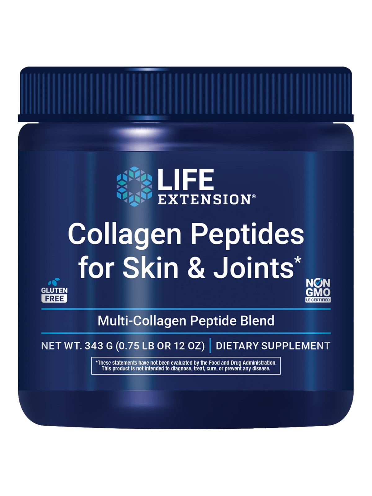 Life Extension Collagen Peptides en bouteille-poudre: soutien potentiel à peau et articulations.