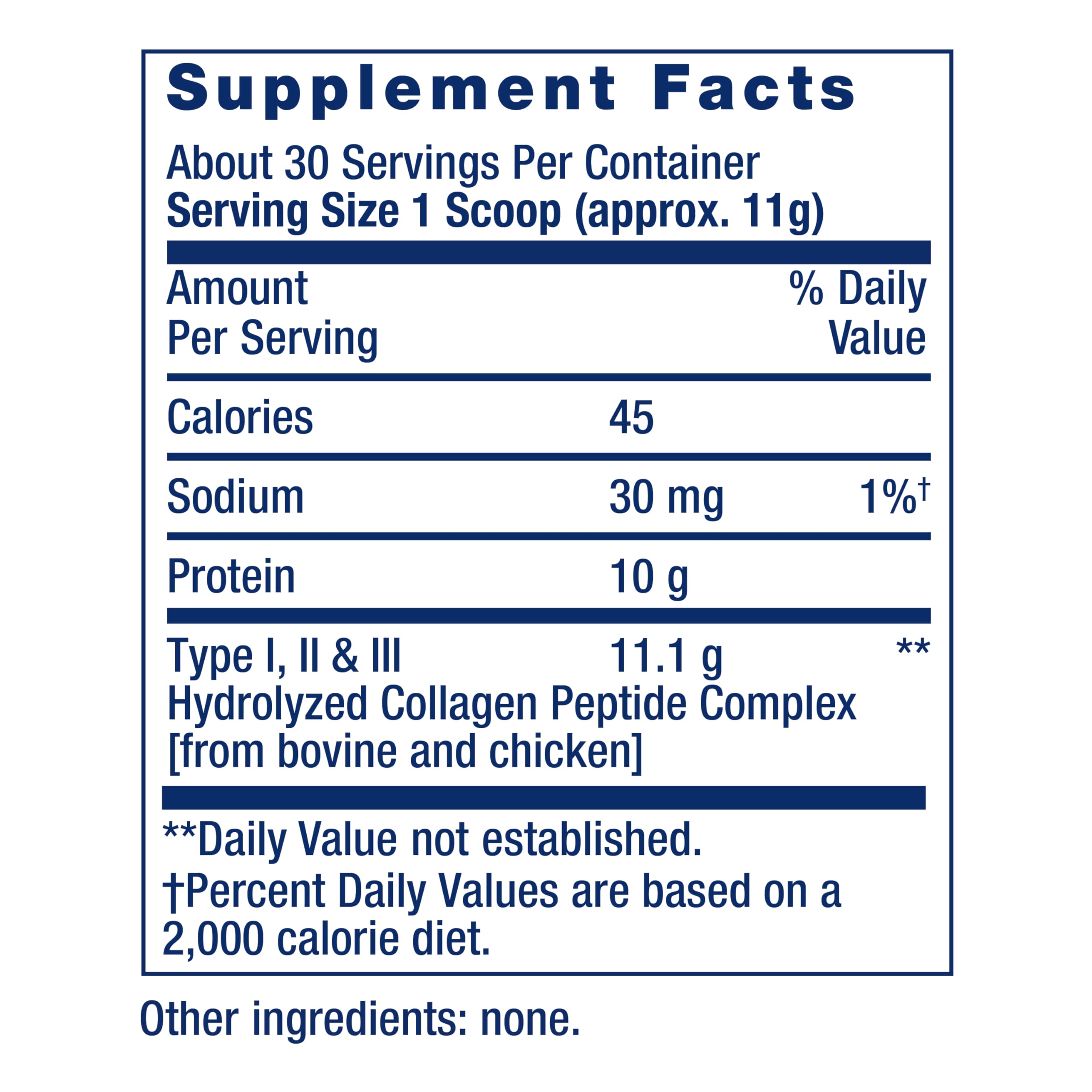 Life Extension Collagen Peptides etiquette-qualite: ingrédients non-GMO et sans gluten.