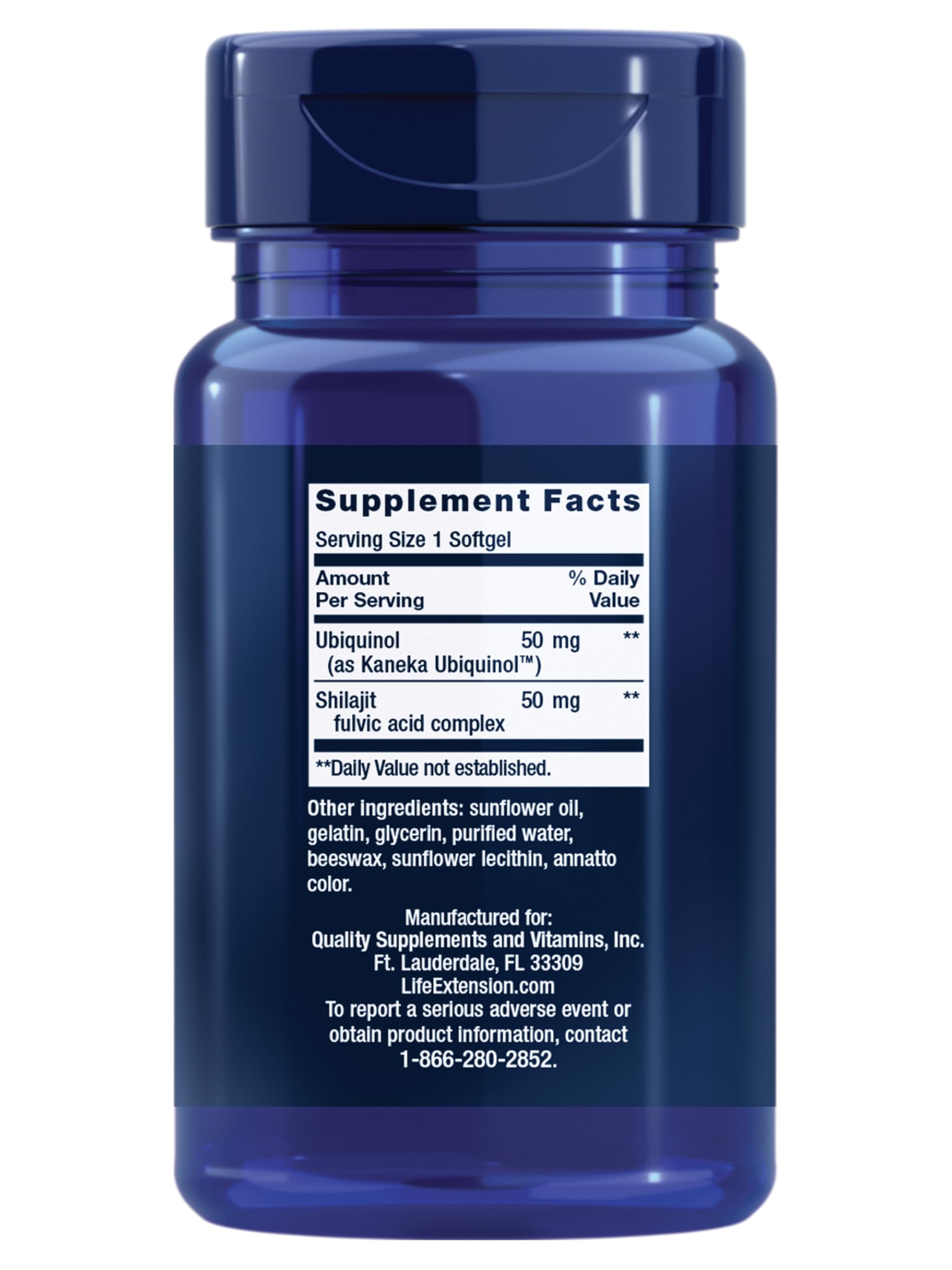 CoQ10 Ubiquinol Life Extension – absorption optimale grâce aux capsules molles.