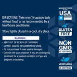 Life Extension Cytokine Supp EGCG - arriere emballage mettant en avant les valeurs nutritionnelles
