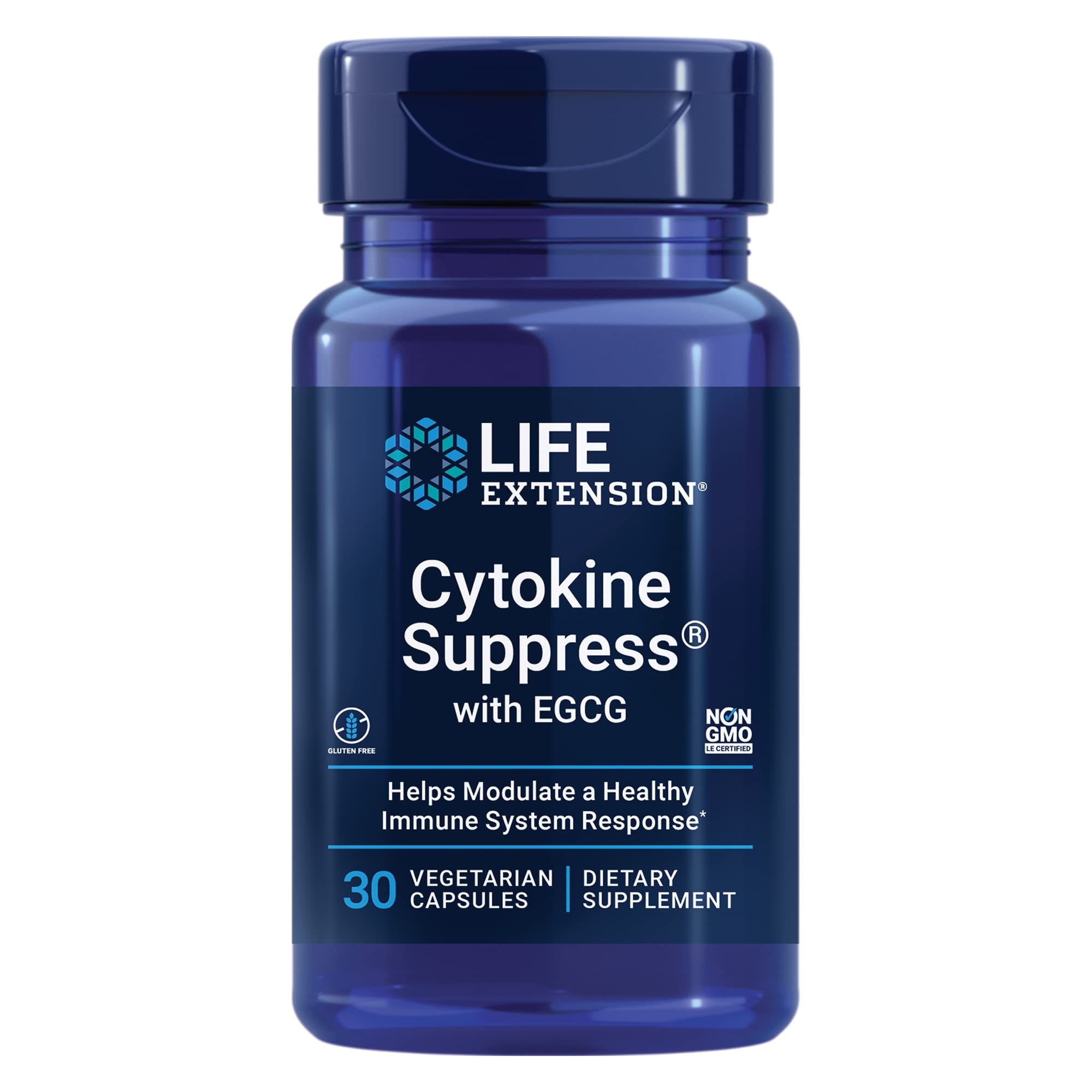 Life Extension Cytokine Supp EGCG - bouteille avec capsules faciles à avaler pour le quotidien