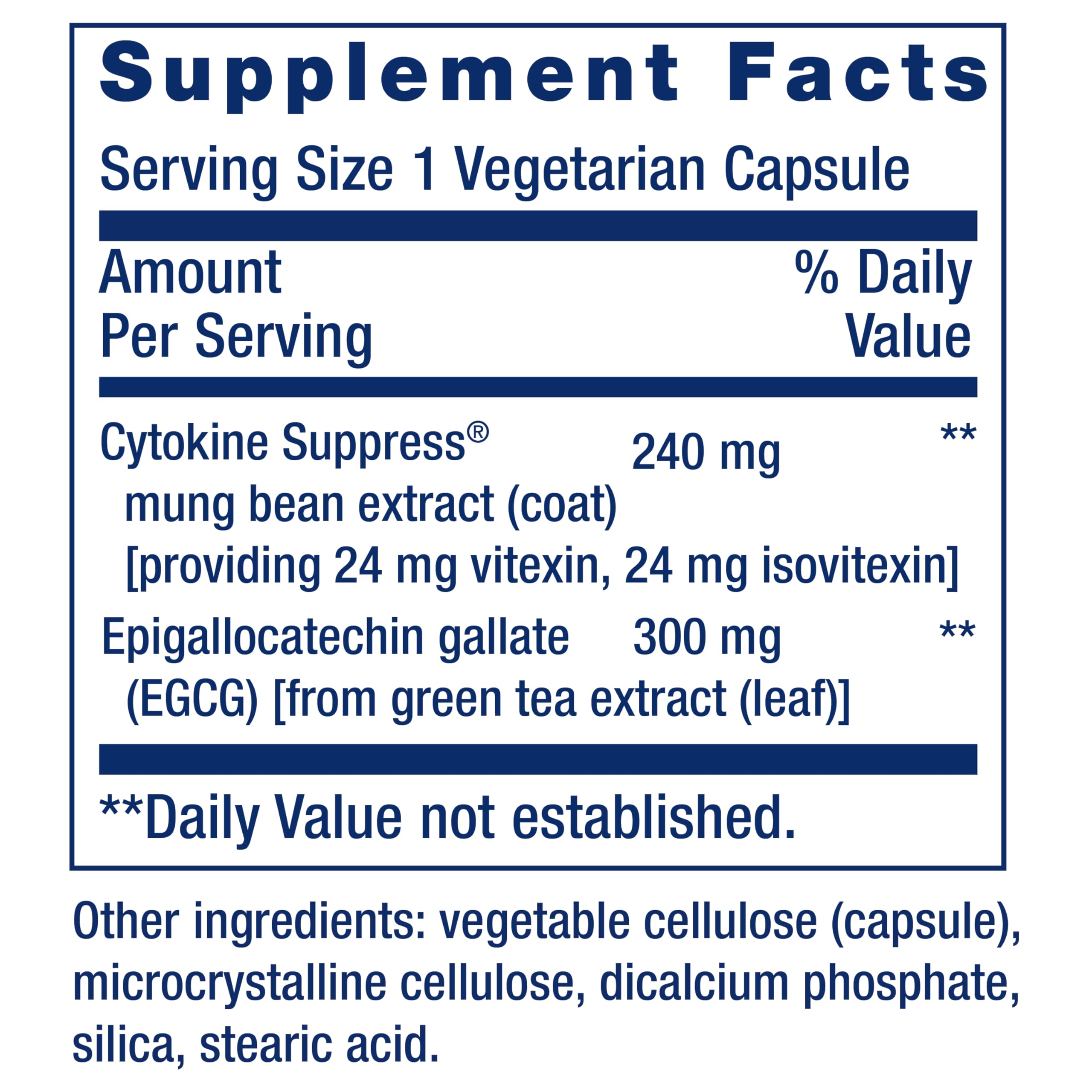 Life Extension Cytokine Supp EGCG - capsules alignees pour une supplementation pratique