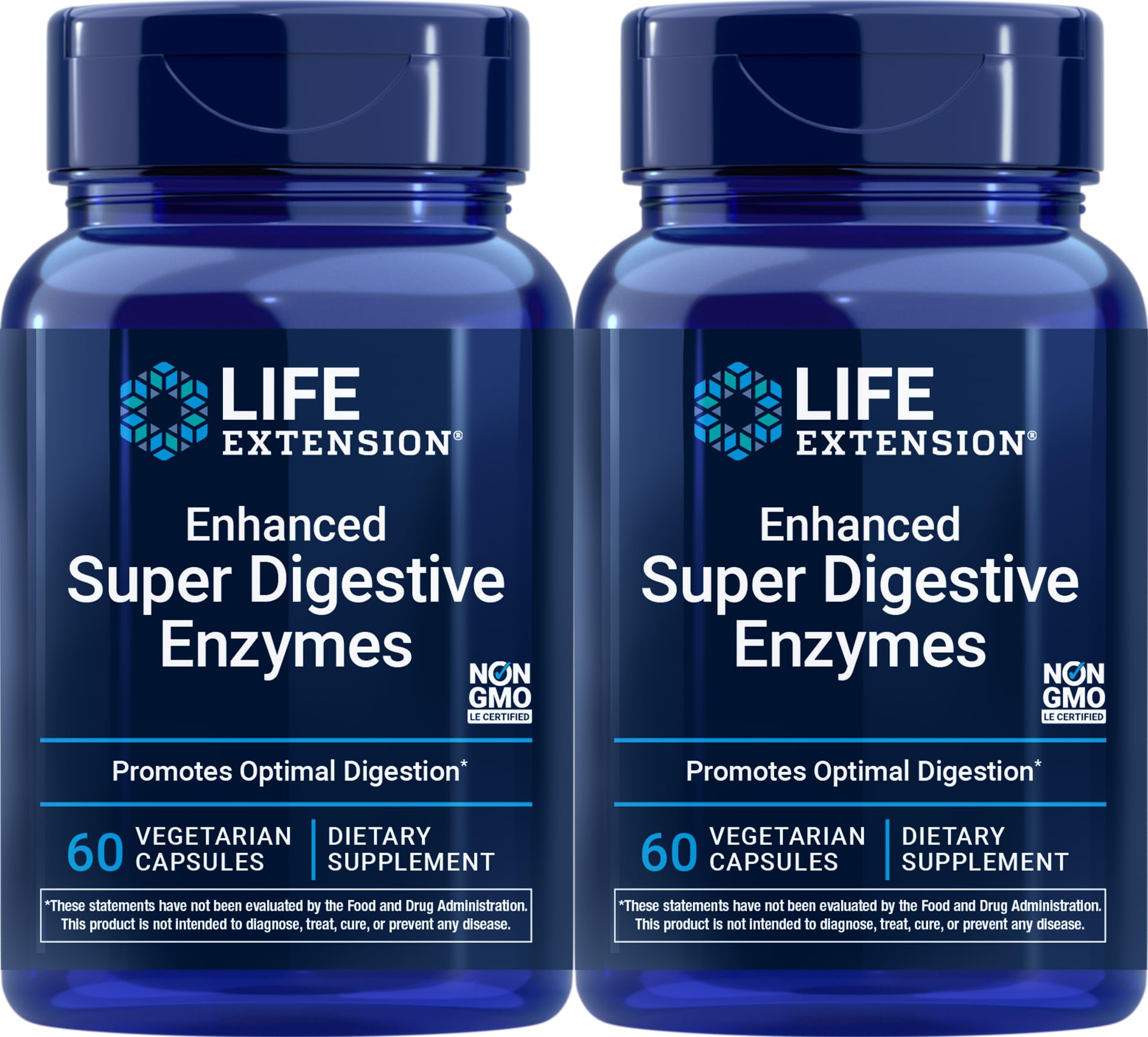 Life Extension Enhanced Super Digestive Enzymes, pack de 2 bouteilles, soutien potentiel à la digestion