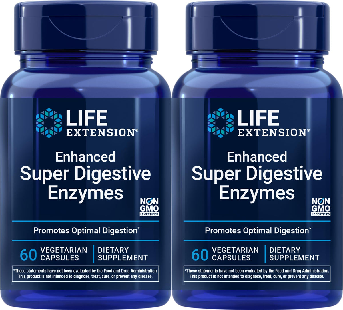 Life Extension Enhanced Super Digestive Enzymes, pack de 2 bouteilles, soutien potentiel à la digestion