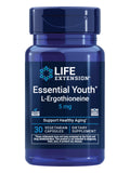 Life Extension Essential Youth L-Ergothioneine – bouteille claire montrant une vitamine végétarienne pour la longévité