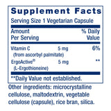 Life Extension Essential Youth L-Ergothioneine – étiquette lisible indiquant le dosage et les ingrédients