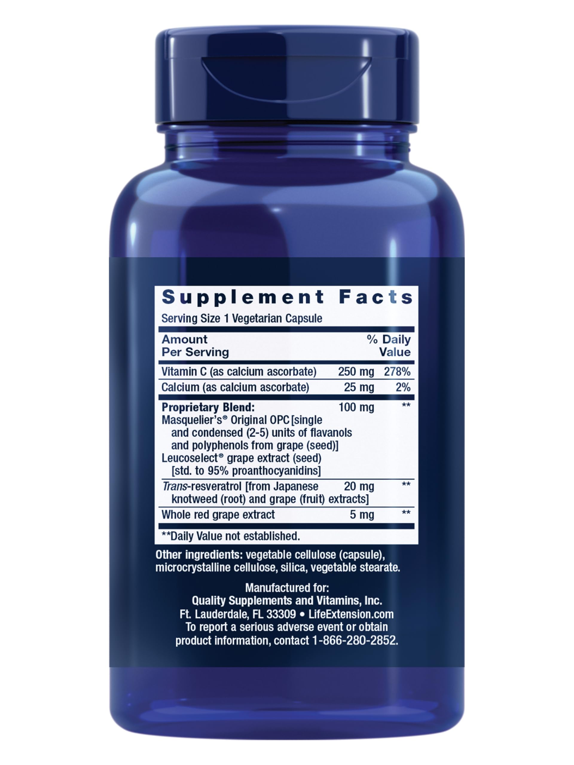 Life Extension Extrait pépins raisin - etiquette, soutien cardiovasculaire potentiel au quotidien.