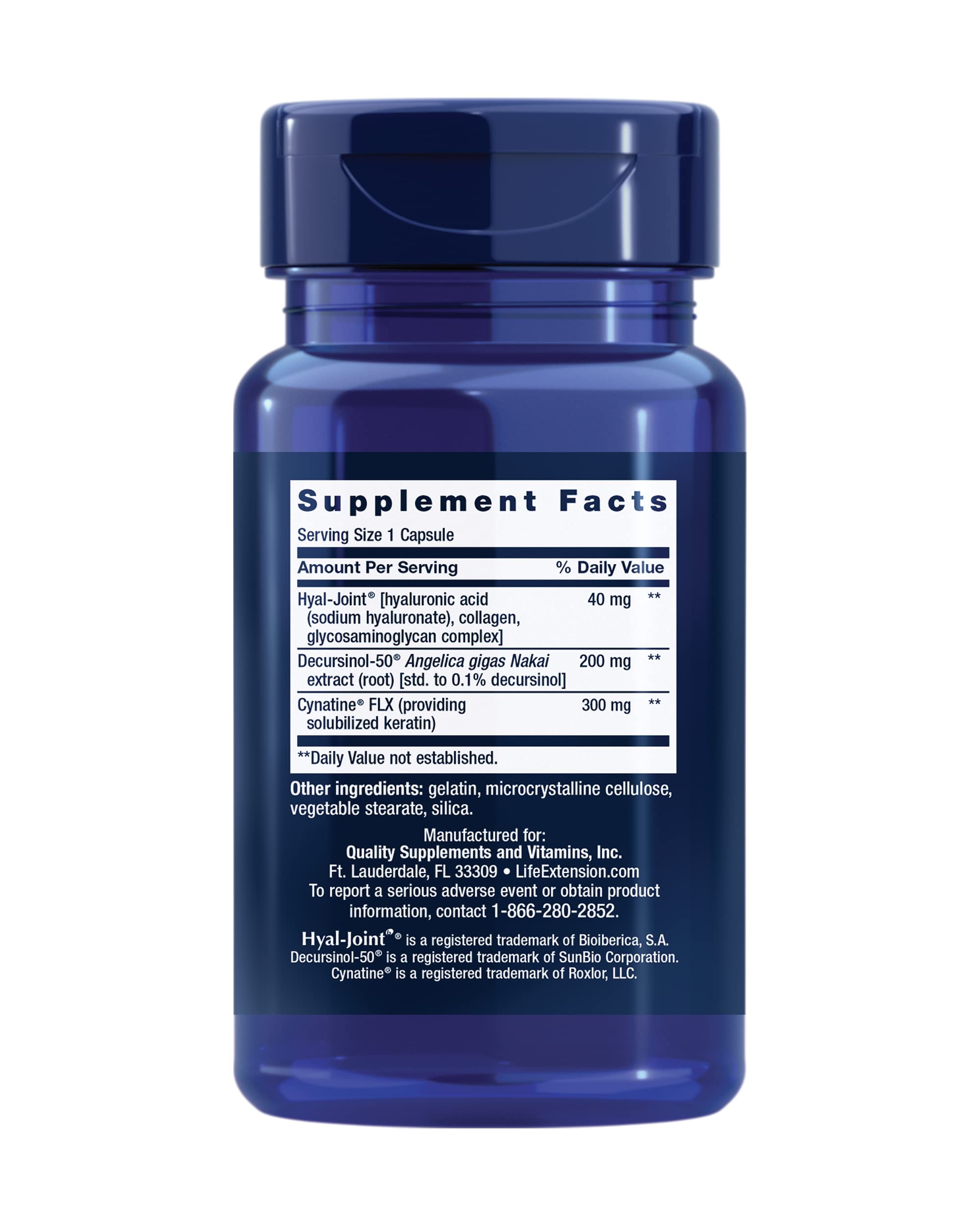 Life Extension – capsules de kératine, soutien potentiel du tissu articulaire.