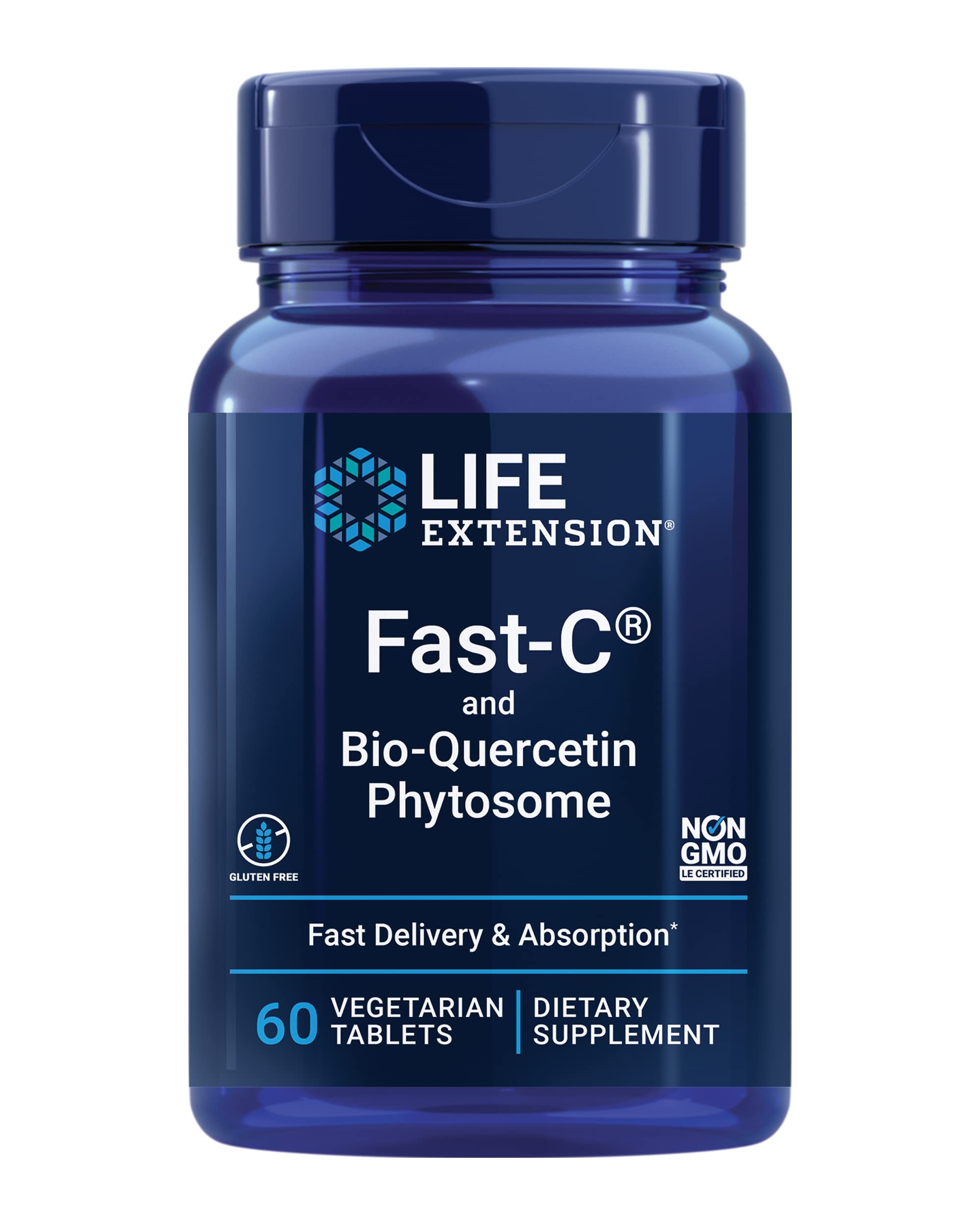 Life Extension Fast-C et Bio-Quercetin, bouteille de compléments, soutien immunitaire et antioxydant.