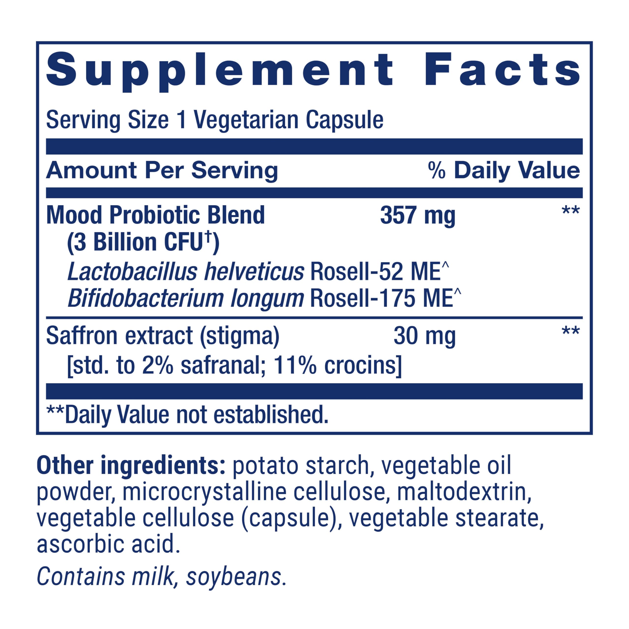 Étiquette FlorAssist Life Extension indiquant les ingrédients et la non‑OGM.