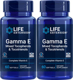 Life Extension Gamma E, flacon de capsules, mélange tocophérols et tocotriénols, soutien antioxydant potentiel.