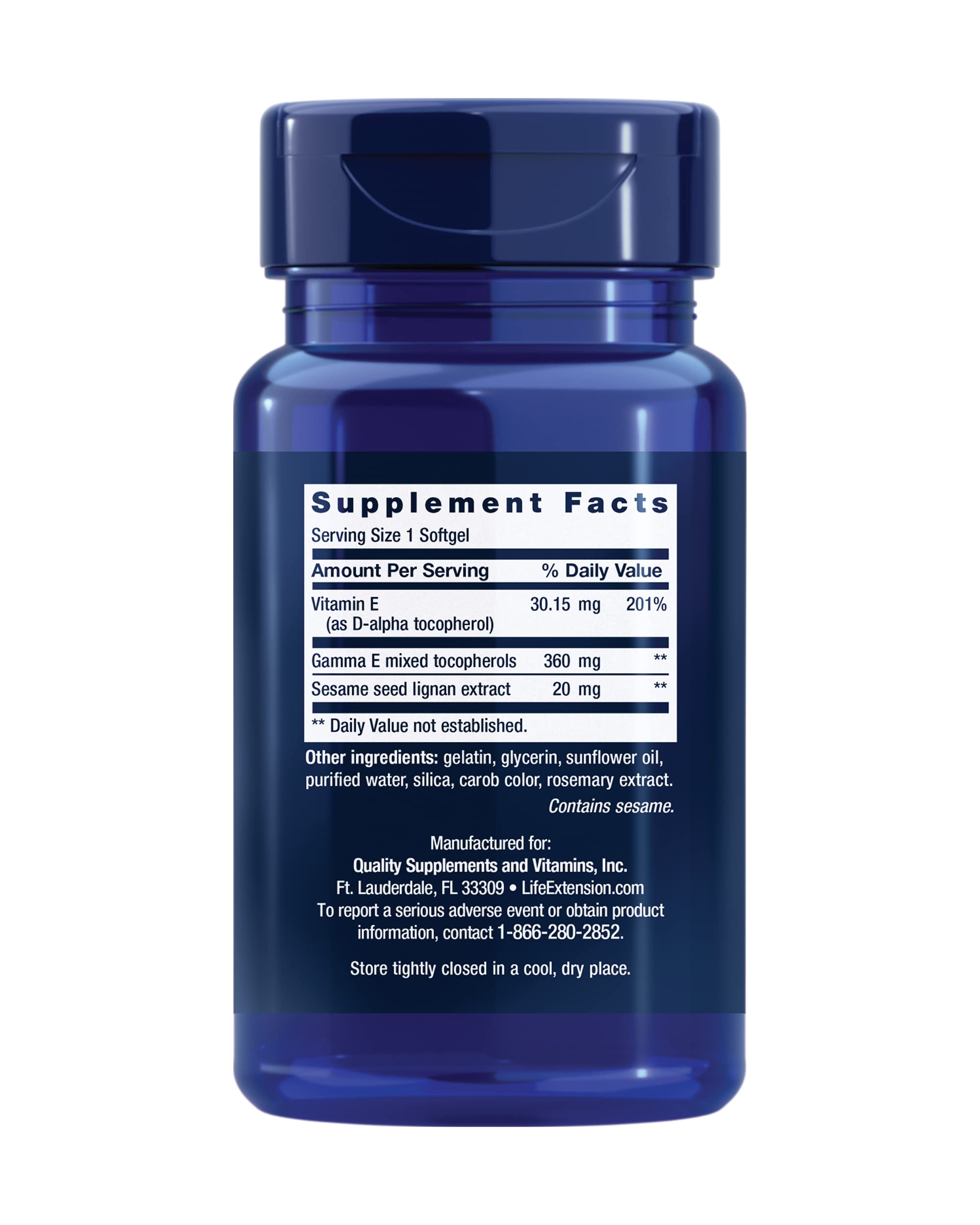 Capsules Life Extension Gamma E, faciles à prendre pour un soutien quotidien.