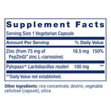 Life Extension Gastro-Ease: illustration des ingredients zinc l-carnosine et pylopass inclus
