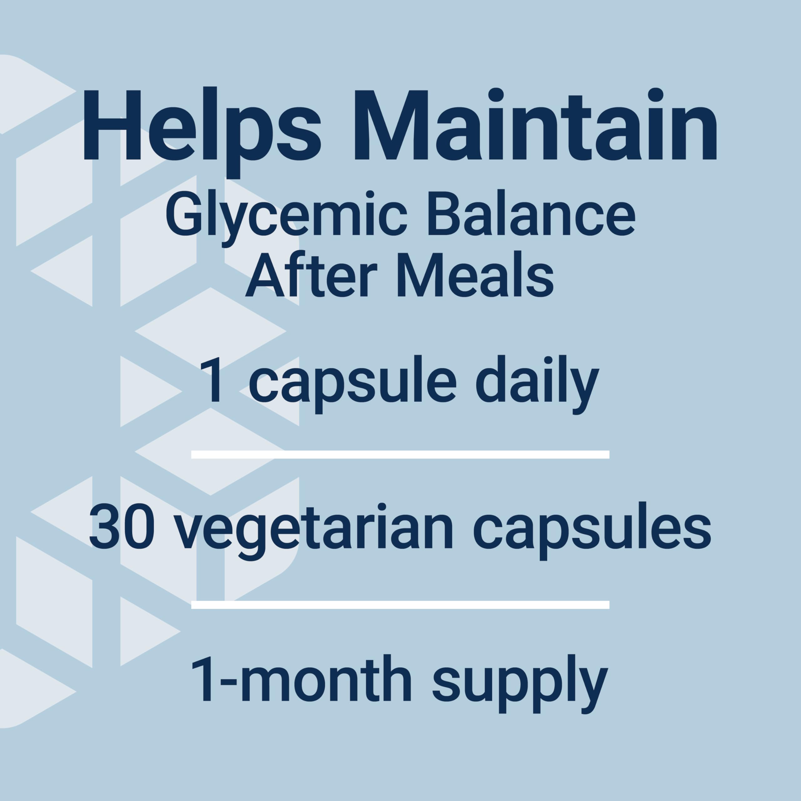 Life Extension Glycemic Guard — ingrédients non-OGM et sans gluten visuellement présentés.