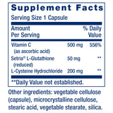 Life Extension Glutathione-Cystéine-Vitamine C : ingrédients clés et bénéfices potentiels.