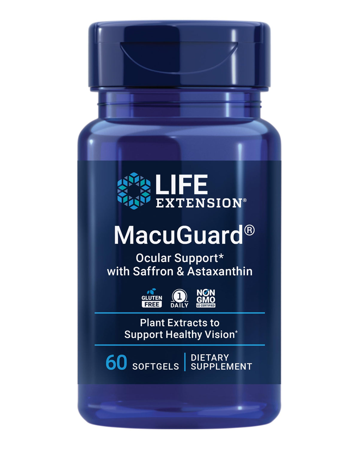 MacuGuard Life Extension : bouteille de gélules pour le soutien oculaire