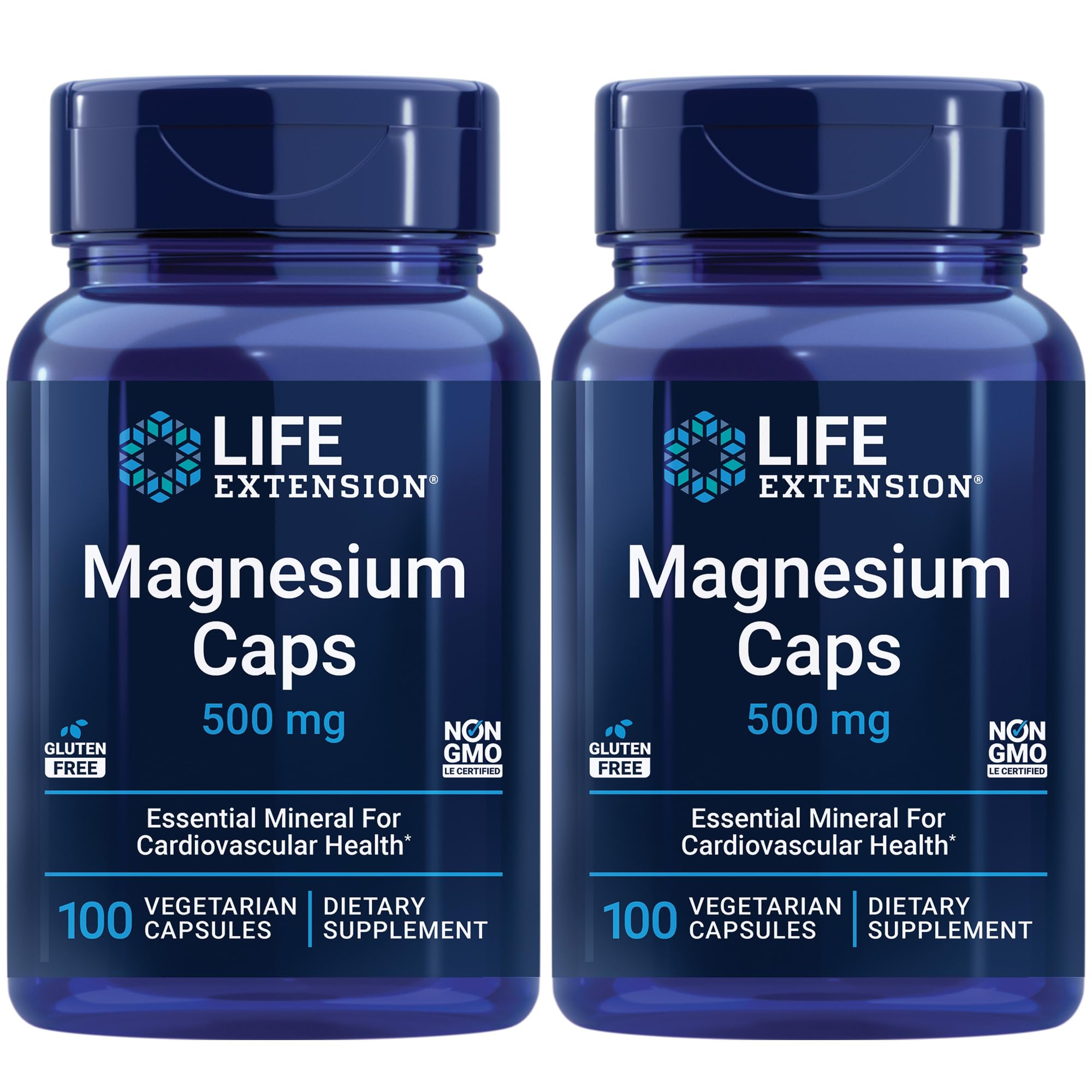 Life Extension Magnésium Caps: bouteille et gélules 500 mg pour l'énergie quotidienne