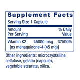 Life Extension Mega Vitamine K2, gros plan sur les gélules, pureté et absence de gluten.