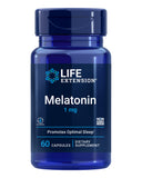 Life Extension Mélatonine 1 mg – bouteille 60 capsules, facilite l’endormissement et le rythme circadien.