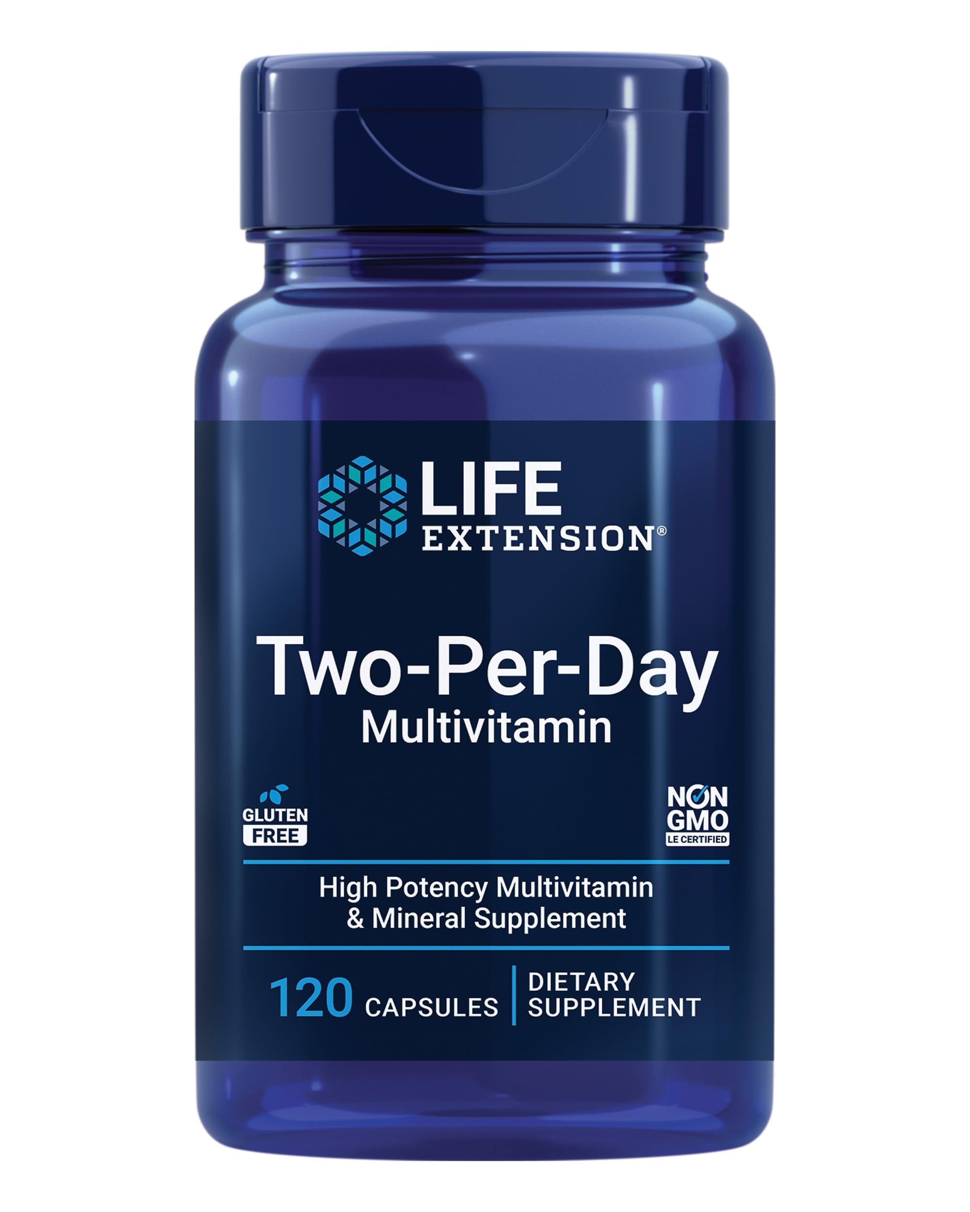 Life Extension – bouteille multivitamines deux-par-jour, soutien nutritionnel quotidien et pratique à emporter.