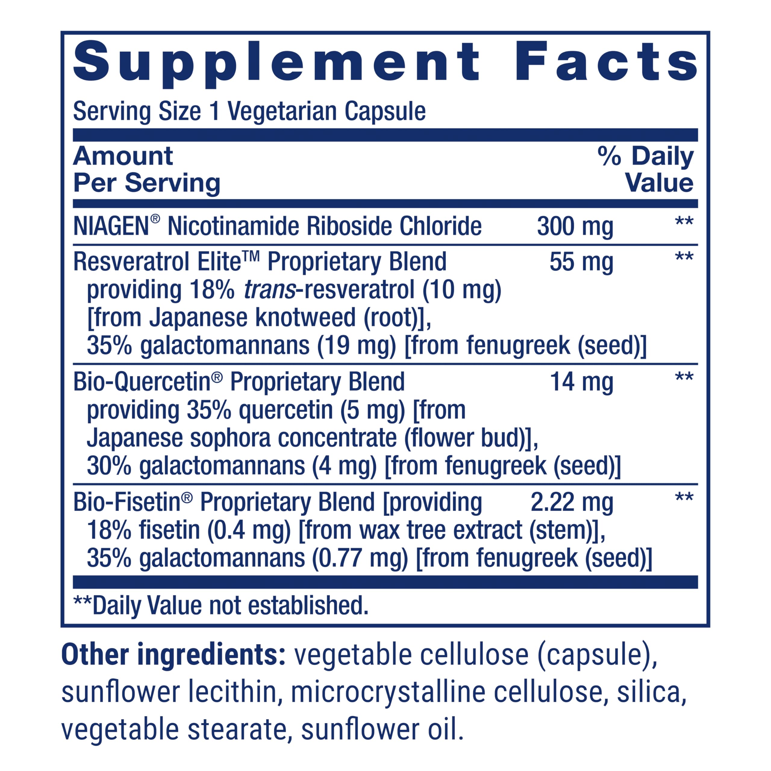 Comprimés Life Extension NAD+ Cell Regenerator et Resveratrol Elite prêts à avaler.